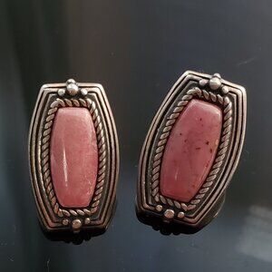Sterling silver and pink rhodonite earrings